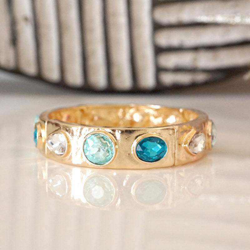Sparkly Crystal Stretch Bangles – Gold Tone with Color Options