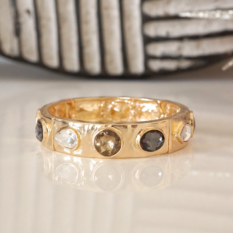 Sparkly Crystal Stretch Bangles – Gold Tone with Color Options