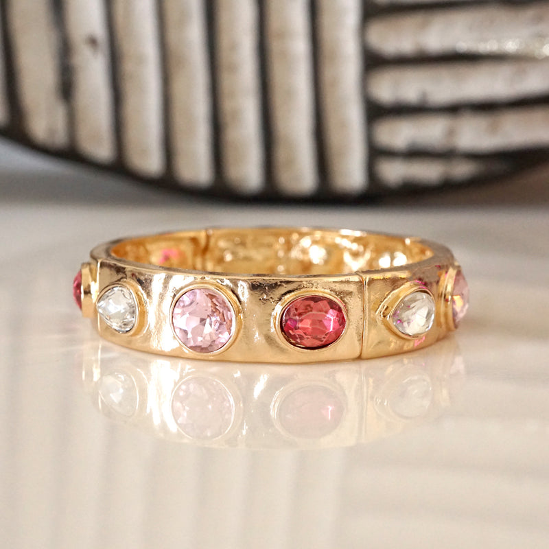 Sparkly Crystal Stretch Bangles – Gold Tone with Color Options