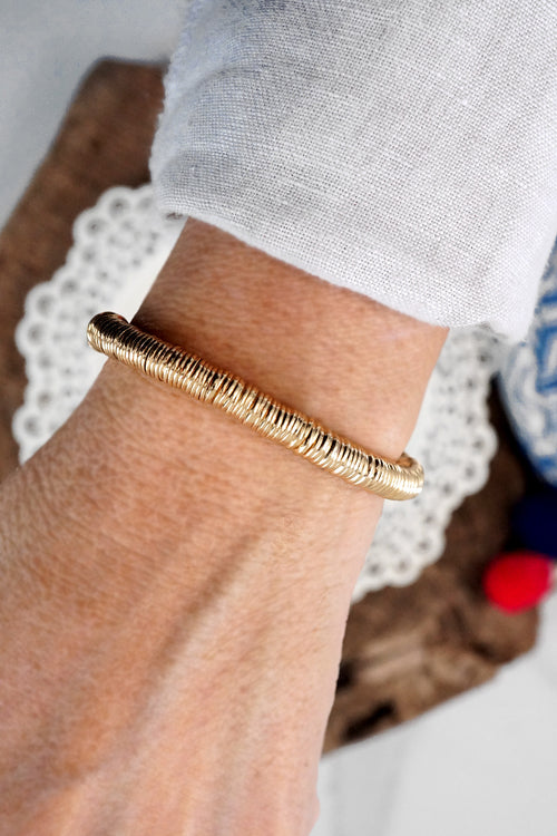 Heishi Disc Boho beaded stretchy bracelet Silver Gold Shell