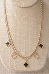 Layered gold tone short Clover necklace pendant Pink White Turquoise Black