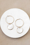 Minimalist boho hoops earrings golden framed round shell dangled