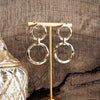 Golden Orbit – Double Hammered Hoop Drop Earrings