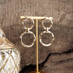 Golden Orbit – Double Hammered Hoop Drop Earrings