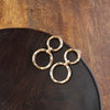 Golden Orbit – Double Hammered Hoop Drop Earrings