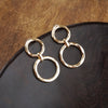 Golden Orbit – Double Hammered Hoop Drop Earrings