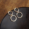 Golden Orbit – Double Hammered Hoop Drop Earrings