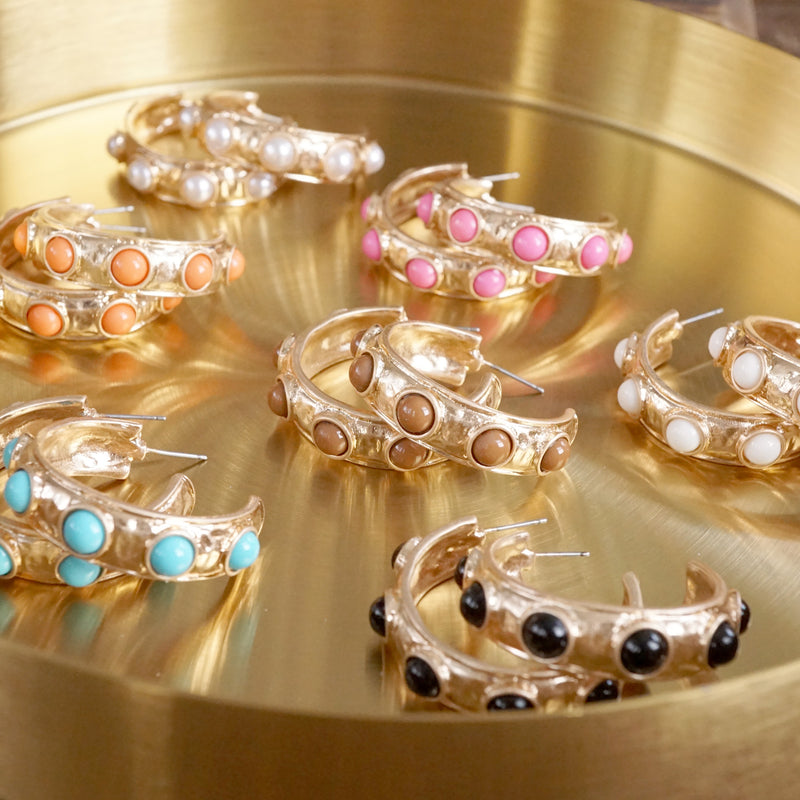 Jeweled Bubble Hoop Earrings – Colorful Acrylic Cabochons