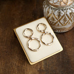 Golden Orbit – Double Hammered Hoop Drop Earrings