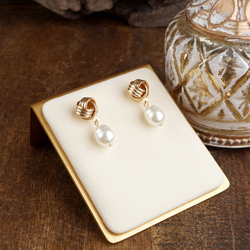 Tied in Time – Love Knot Pearl Drop Earrings
