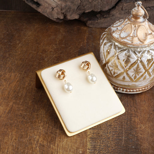 Tied in Time – Love Knot Pearl Drop Earrings
