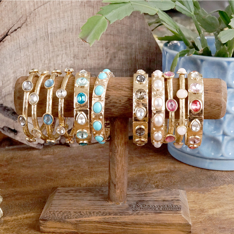 Sparkly clear crystals bangle in Gold Or Silver Tone