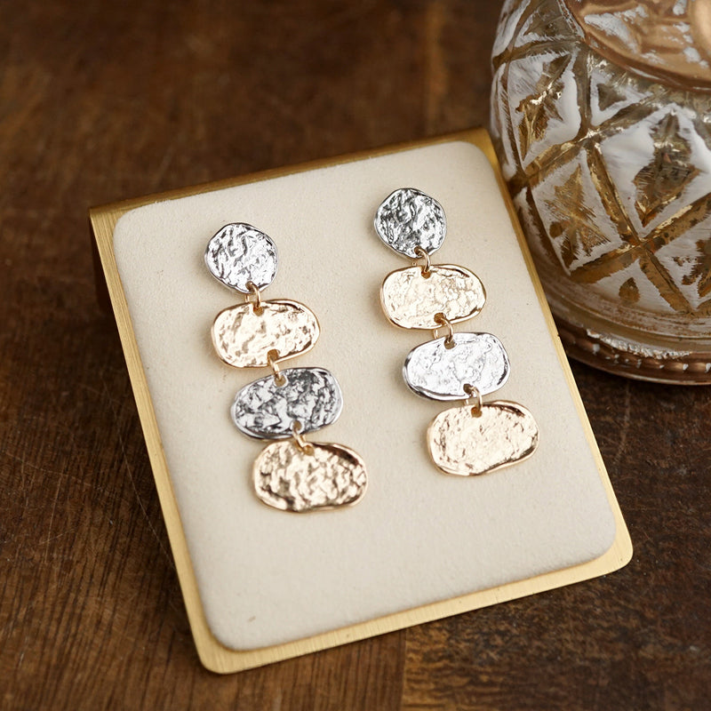 Golden Muse – Elliptic Trio Drop Earrings