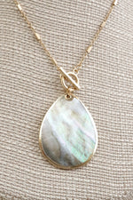Minimalist boho short gold necklace golden framed teardrop shell