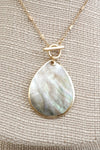 Minimalist boho short gold necklace golden framed teardrop shell