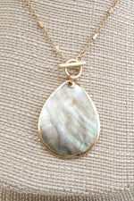Minimalist boho short gold necklace golden framed teardrop shell