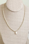 Short Necklace Glass Beads Freshwater Pearl pendant Beige