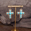 Primitive Cross Earrings – Gold with Turquoise or Pearl