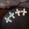 Primitive Cross Earrings – Gold with Turquoise or Pearl