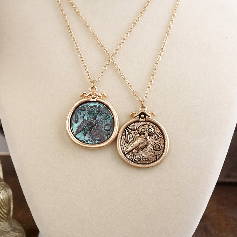 Wisdom’s Gaze – Ancient Greek Owl Coin Pendant Necklace