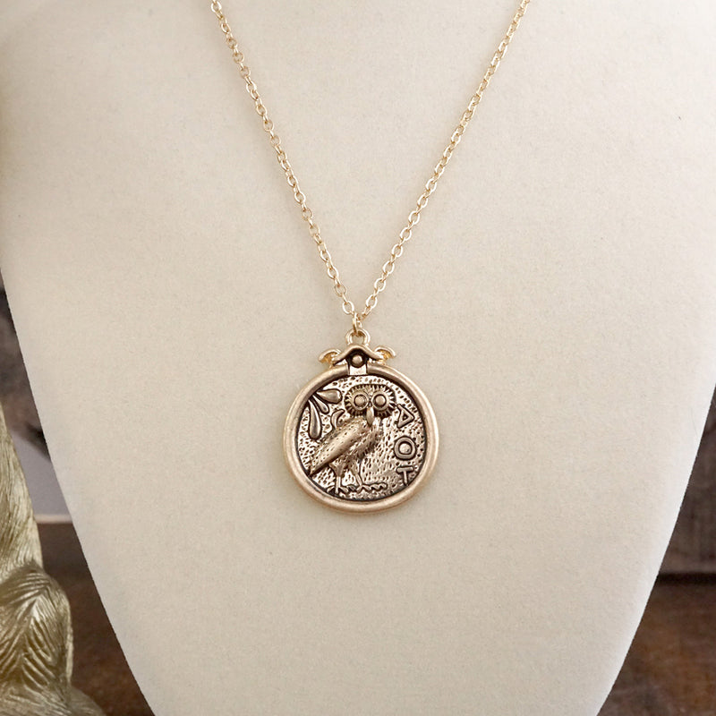 Wisdom’s Gaze – Ancient Greek Owl Coin Pendant Necklace