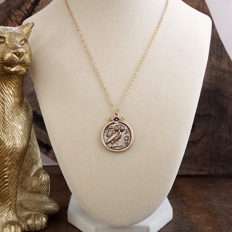 Wisdom’s Gaze – Ancient Greek Owl Coin Pendant Necklace