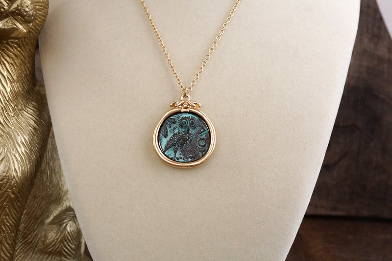 Wisdom’s Gaze – Ancient Greek Owl Coin Pendant Necklace