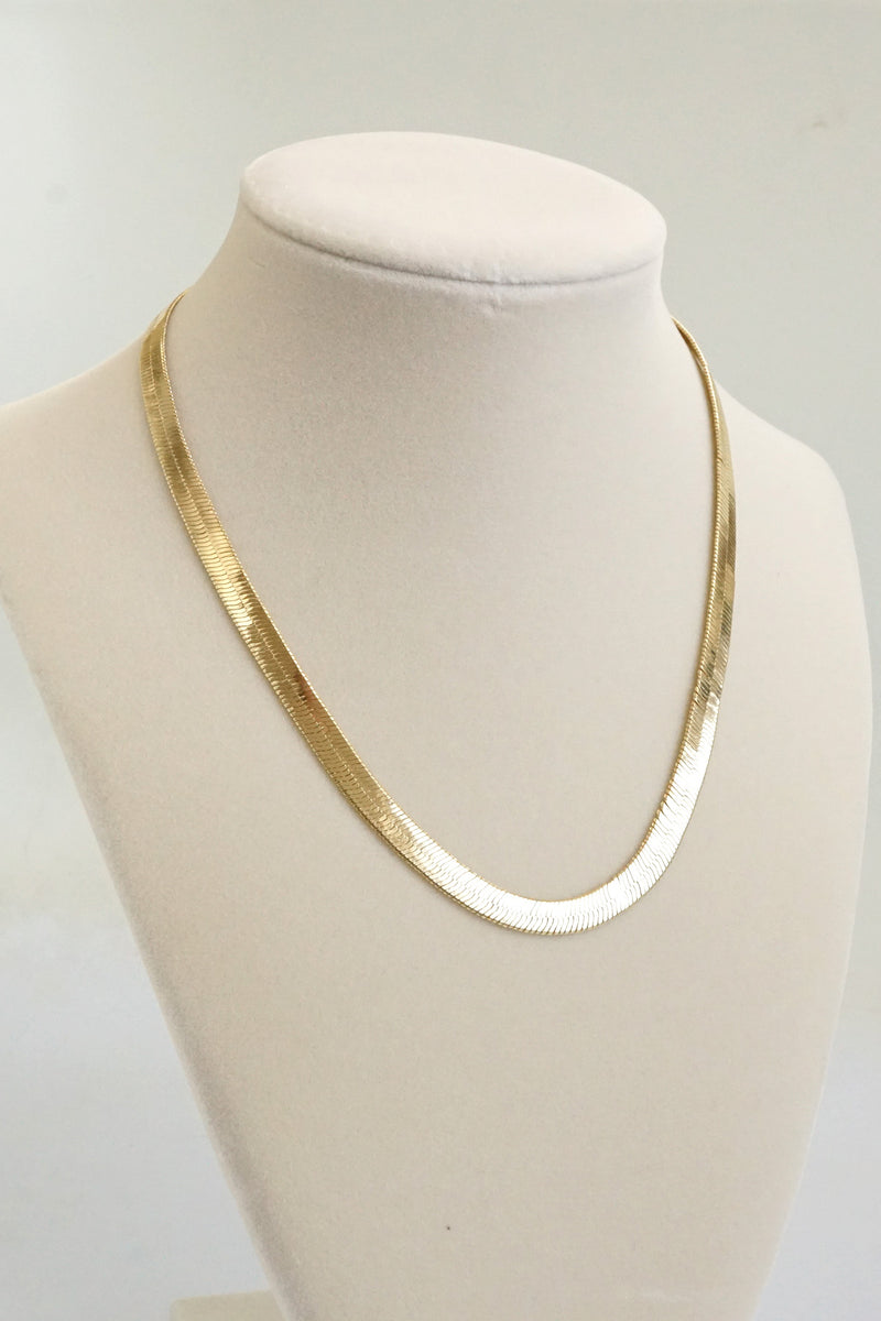 Shiny Herringbone chain necklace Gold Silver