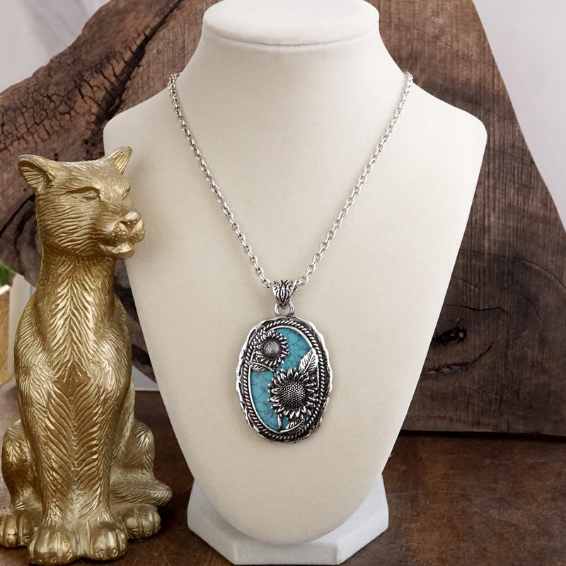 Prairie Tales – Silver Tone Western Pendant Necklace