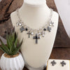 Sacred Rhythm – Cross Charm Necklace Set in Worn Silver