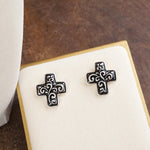Sacred Rhythm – Cross Charm Necklace Set in Worn Silver