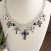 Sacred Rhythm – Cross Charm Necklace Set in Worn Silver