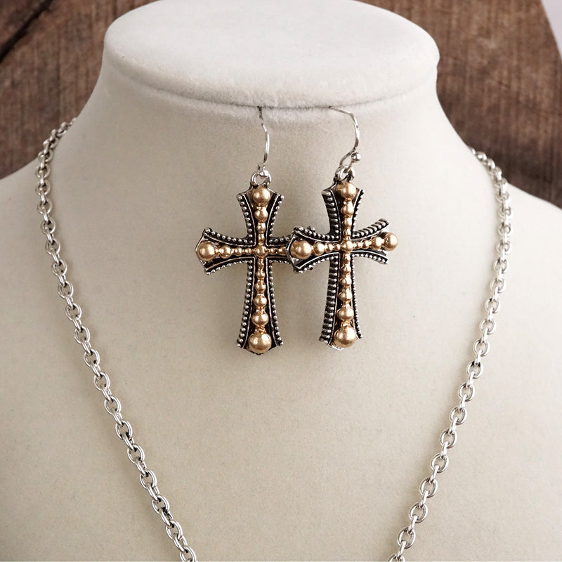 Sacred Bloom – Bubble Cross Western Necklace & Earrings Set