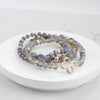 Clover Beaded Bracelet Set Semi Precious Gold tone - Grey