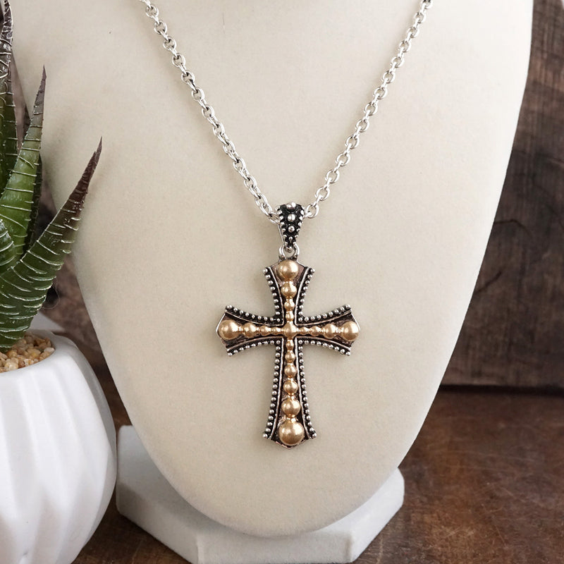 Sacred Bloom – Bubble Cross Western Necklace & Earrings Set