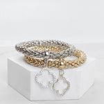 Flex stretchy bracelet bangle Clover Charm Snake chain Gold Silver