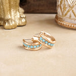 Minimalist Hoops with Faux Pearls or Turquoise – Brushed Gold