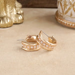 Minimalist Hoops with Faux Pearls or Turquoise – Brushed Gold