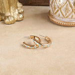 Classic Bubble Hoops – Gold with Crystal, Pearl, or Turquoise