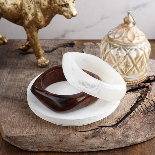 Earth Edge – Square Resin Chunky Statement Bangle