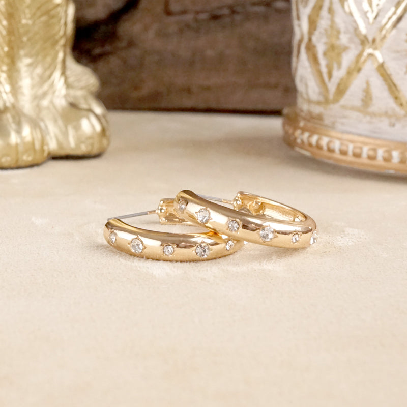 Classic Bubble Hoops – Gold with Crystal, Pearl, or Turquoise