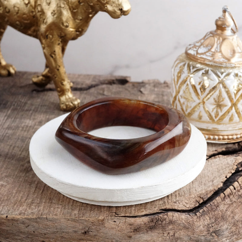 Earth Edge – Square Resin Chunky Statement Bangle
