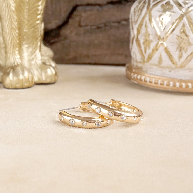 Classic Bubble Hoops – Gold with Crystal, Pearl, or Turquoise