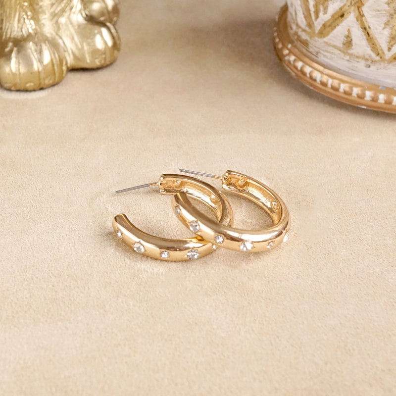 Classic Bubble Hoops – Gold with Crystal, Pearl, or Turquoise