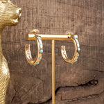 Classic Bubble Hoops – Gold with Crystal, Pearl, or Turquoise