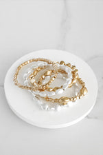 Boho Gold and silver Beaded Bracelets stack of 5