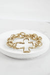 Chunky Chain Cross Bracelet Worn Gold