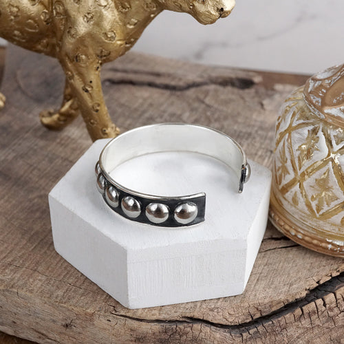 Echo Ridge – Western Worn Silver Bubble Open Cuff