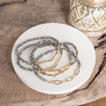 Classic Bracelet Set – Gold Chain & Hematite Gray Beads
