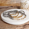 Classic Bracelet Set – Gold Chain & Hematite Gray Beads